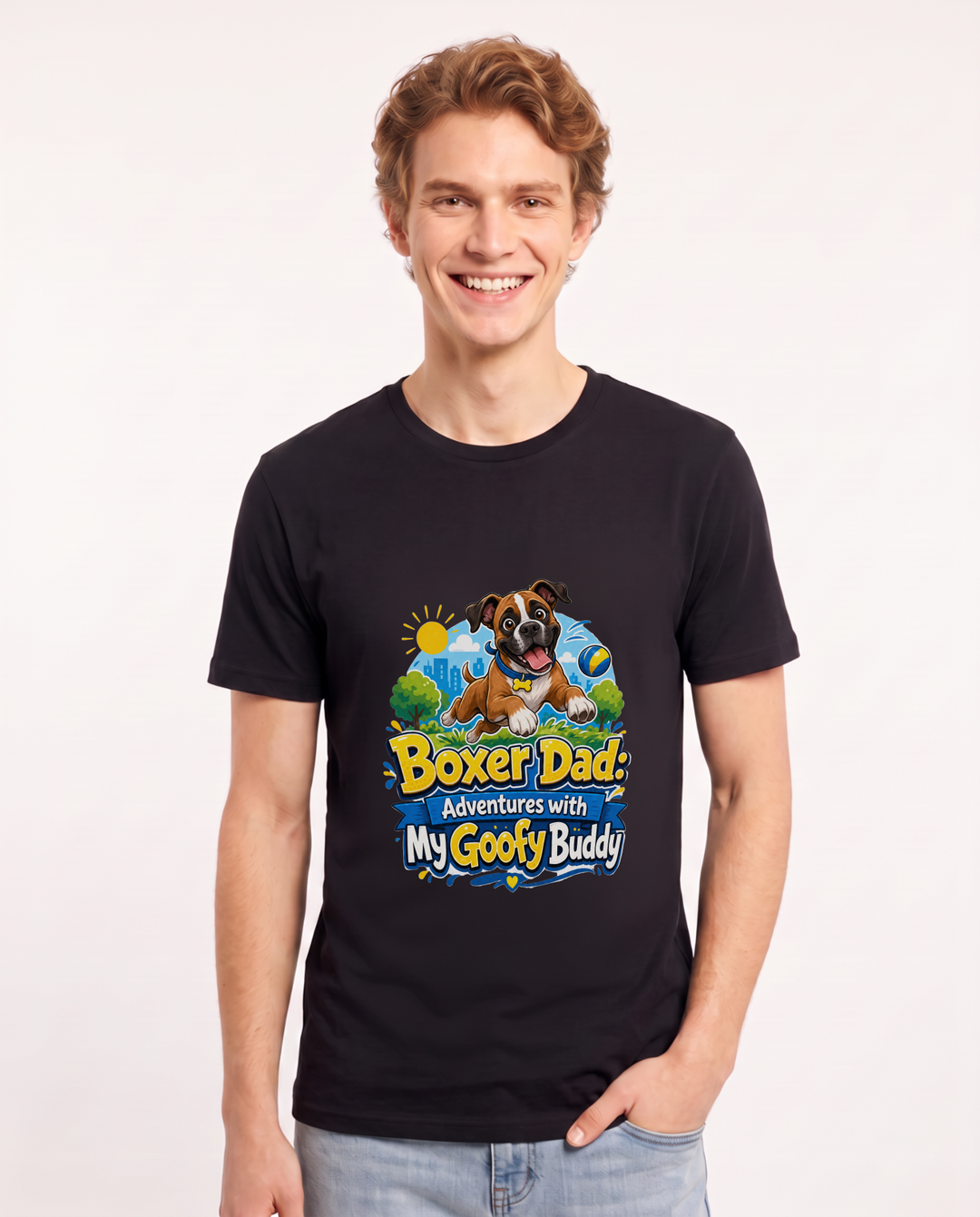 Boxer Dad: Adventures with My Goofy Buddy Men's Black T-Shirt product image 2