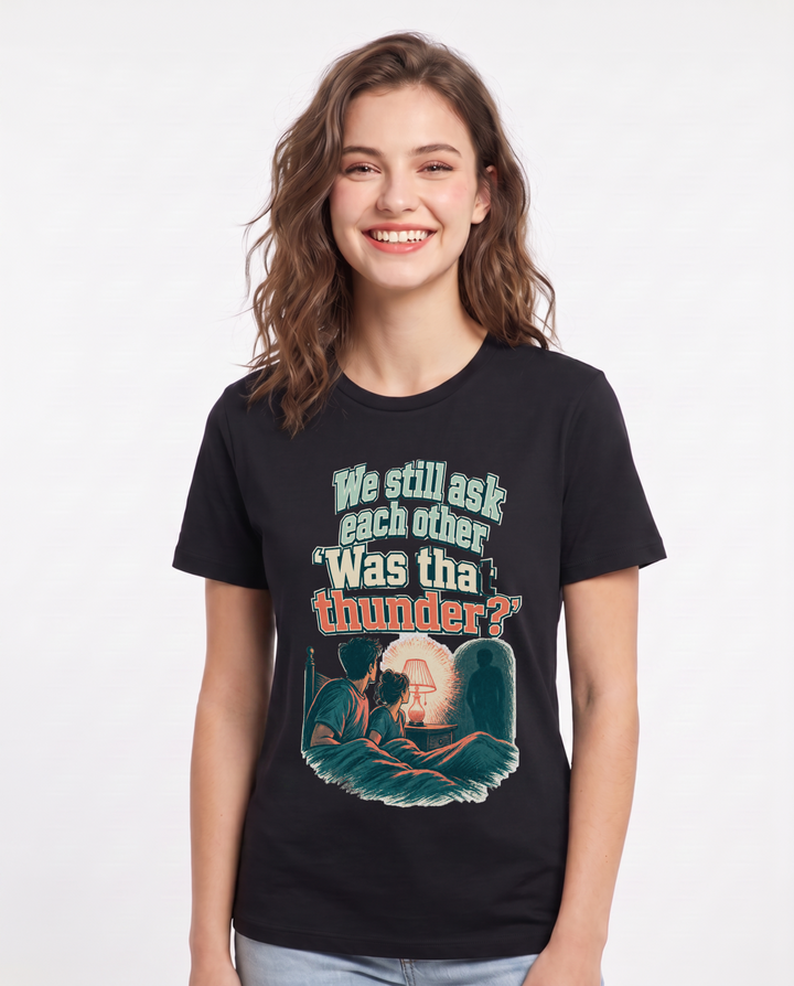 Couples Black T-Shirt for Women – Everyday Expression Graphic Tee product image 3