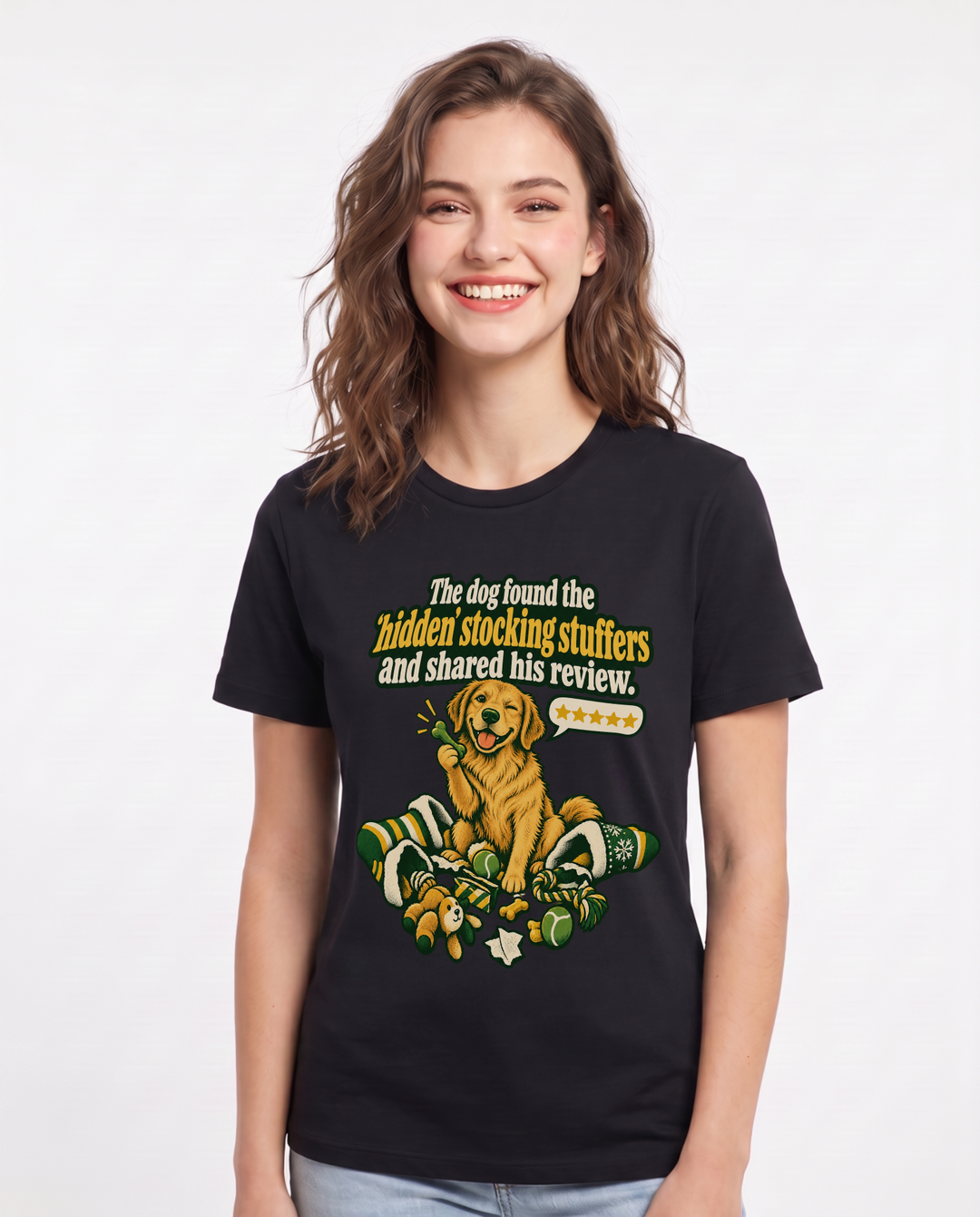 Christmas Black T-Shirt for Women – Holiday Theme Graphic Tee product image 3