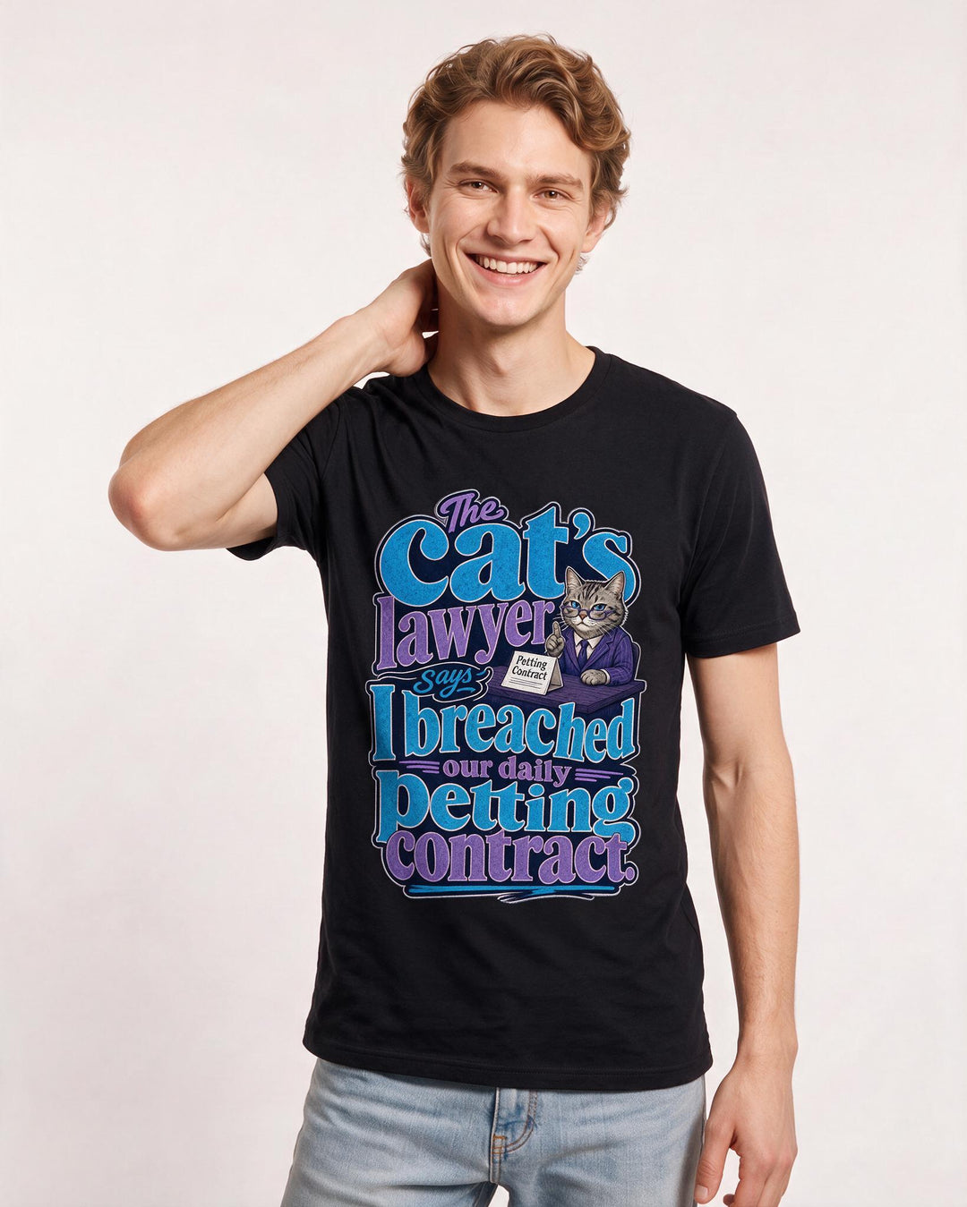 Cat Lover Black T-Shirt for Men – Everyday Expression Graphic Tee product image 1