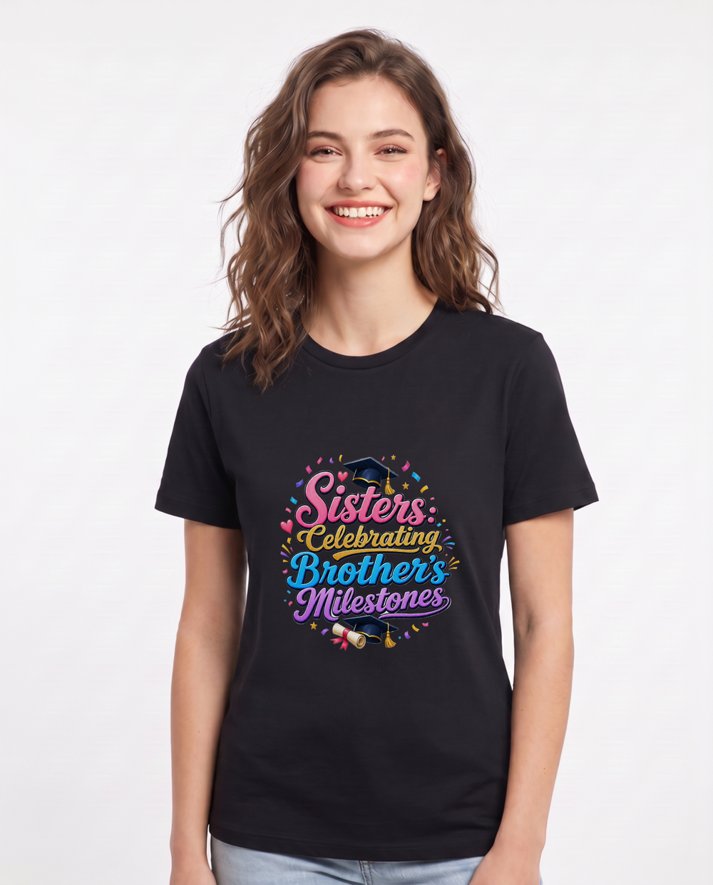 Sisters: Celebrating Brother's Milestones Women's Black T-Shirt product image 2