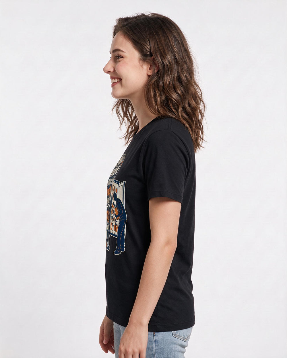 Couples Black T-Shirt for Women – Everyday Expression Graphic Tee product image 2