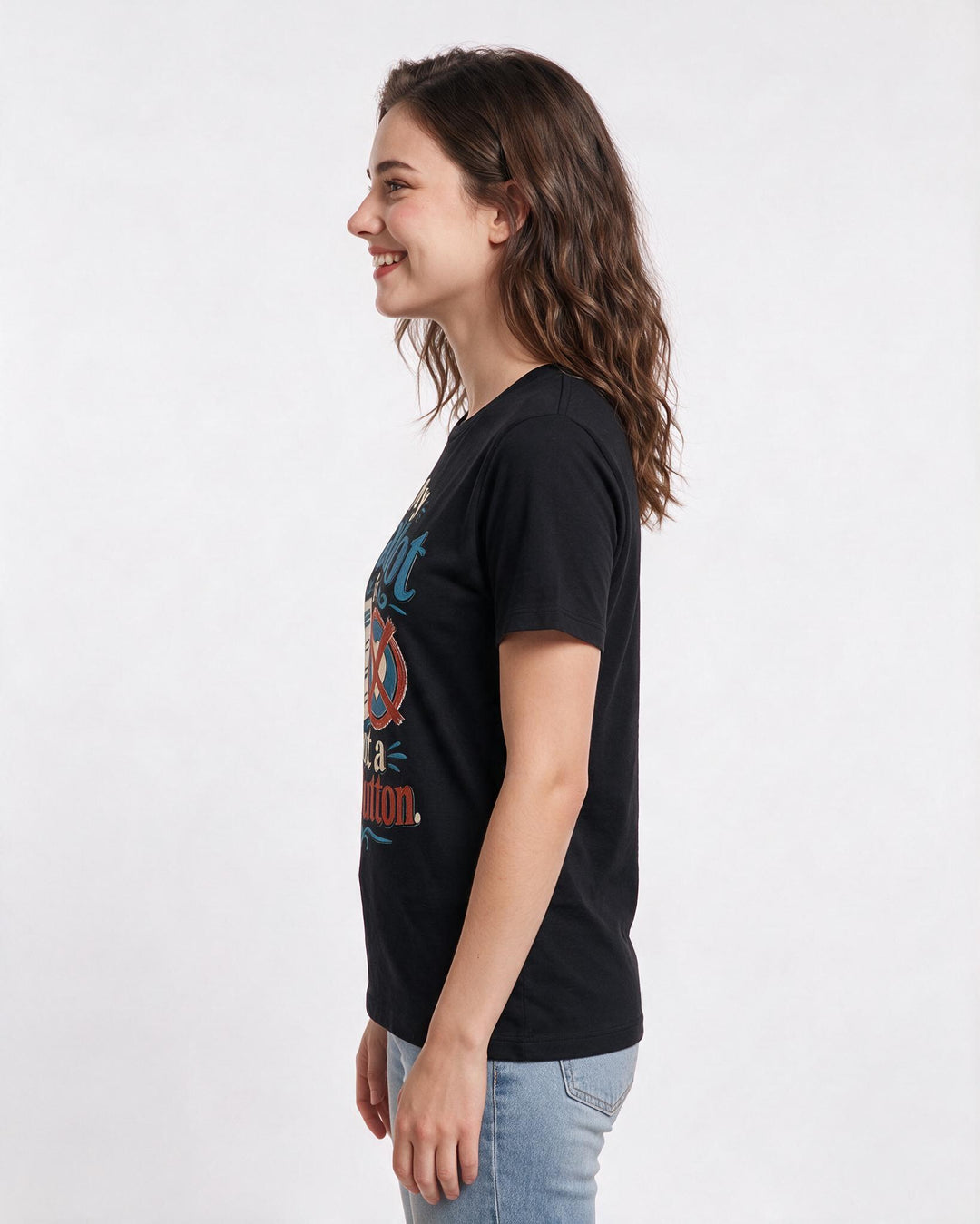 Political Statement Women's Black T-Shirt – My ballot is not a like button. product image 2