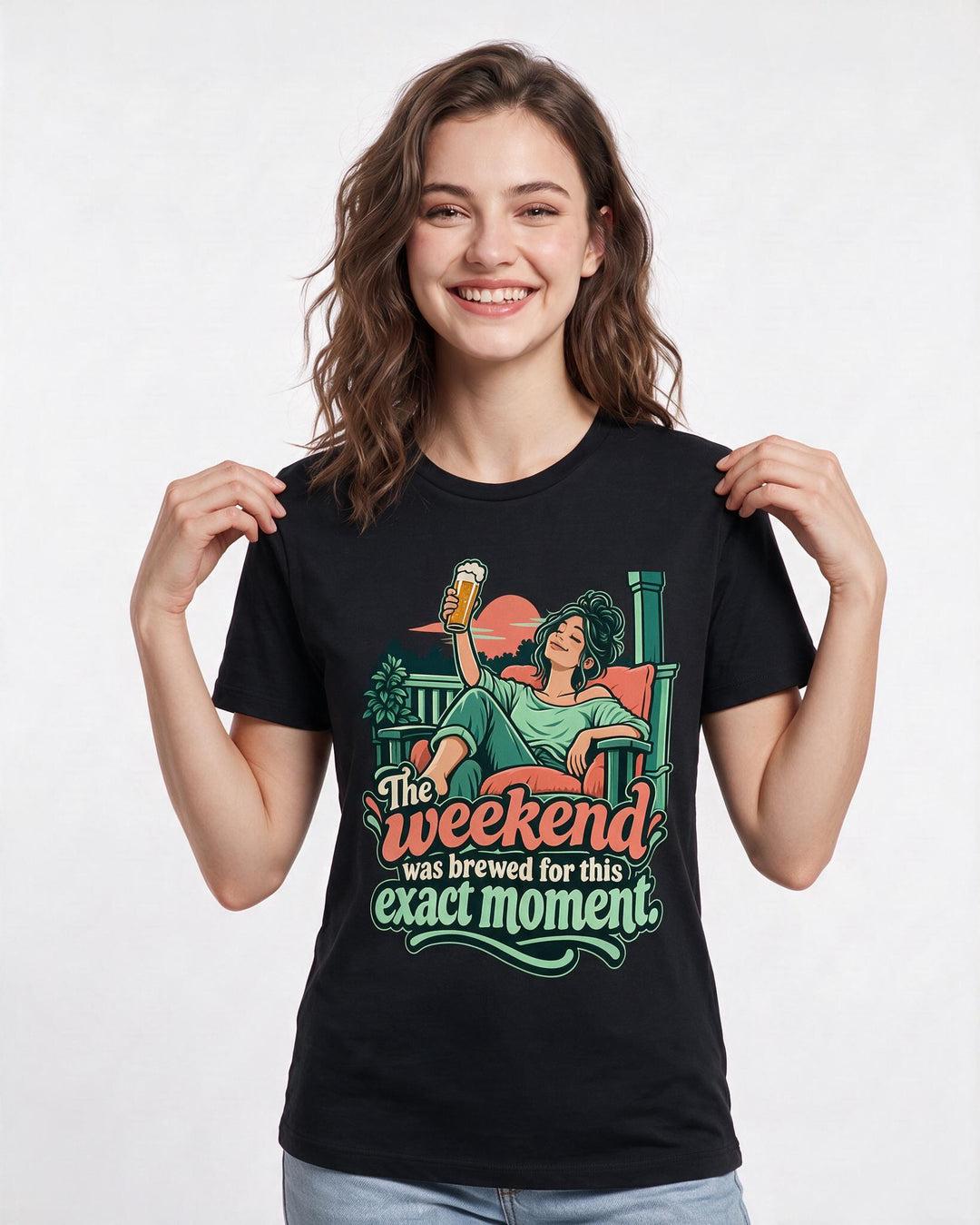 Beer Black T-Shirt for Women – Everyday Expression Graphic Tee product image 1