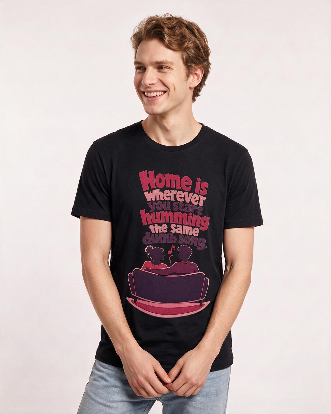 Couples Black T-Shirt for Men – Everyday Expression Graphic Tee product image 1