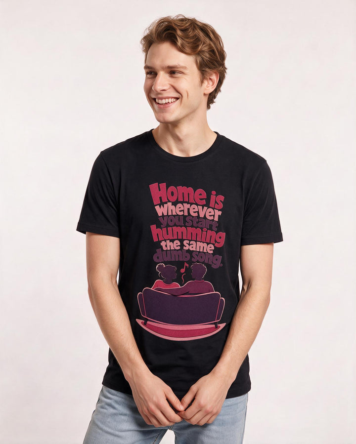 Couples Black T-Shirt for Men – Everyday Expression Graphic Tee product image 1