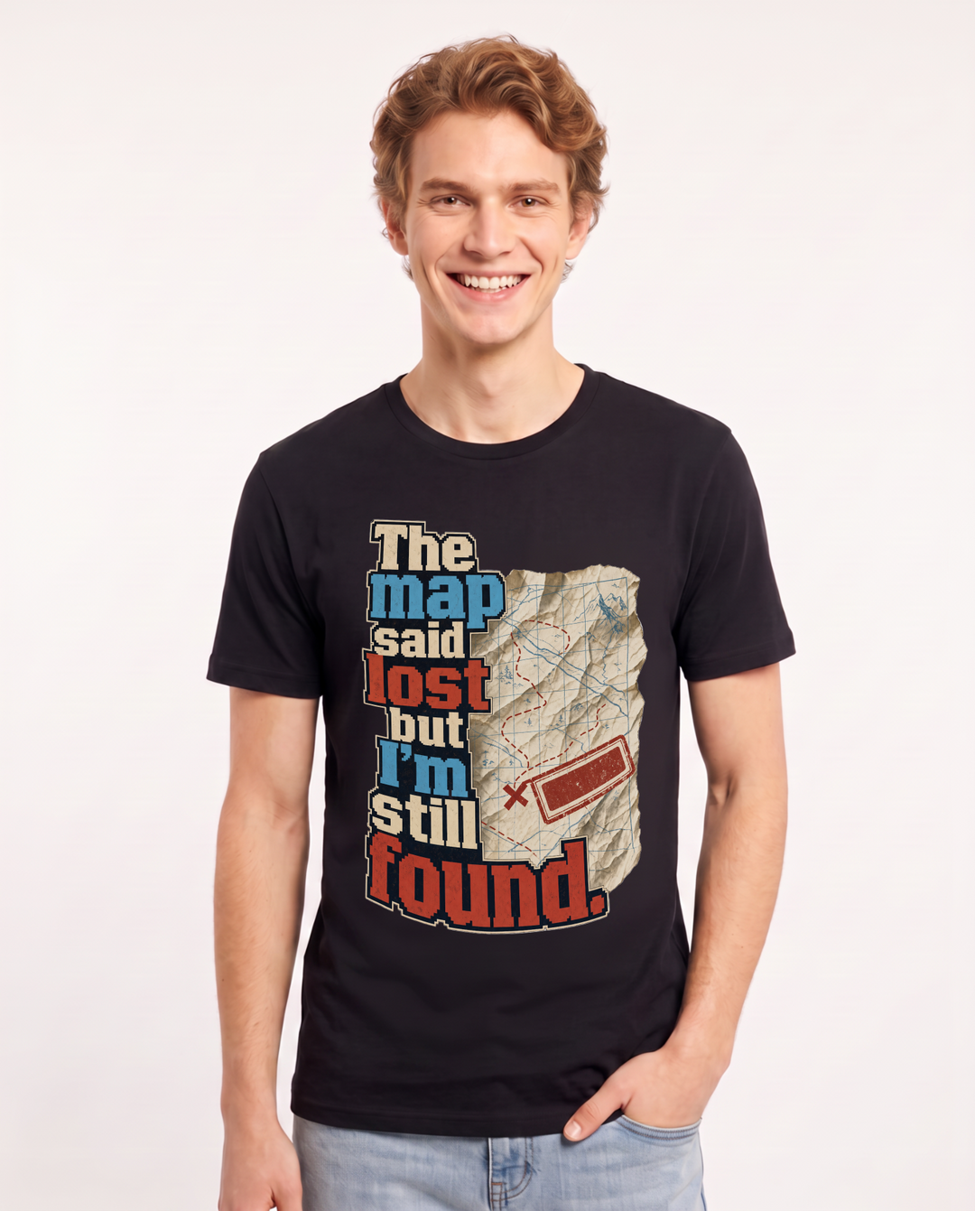 Christian Faith Men's Black T-Shirt – The map said lost but I'm still found. product image 1