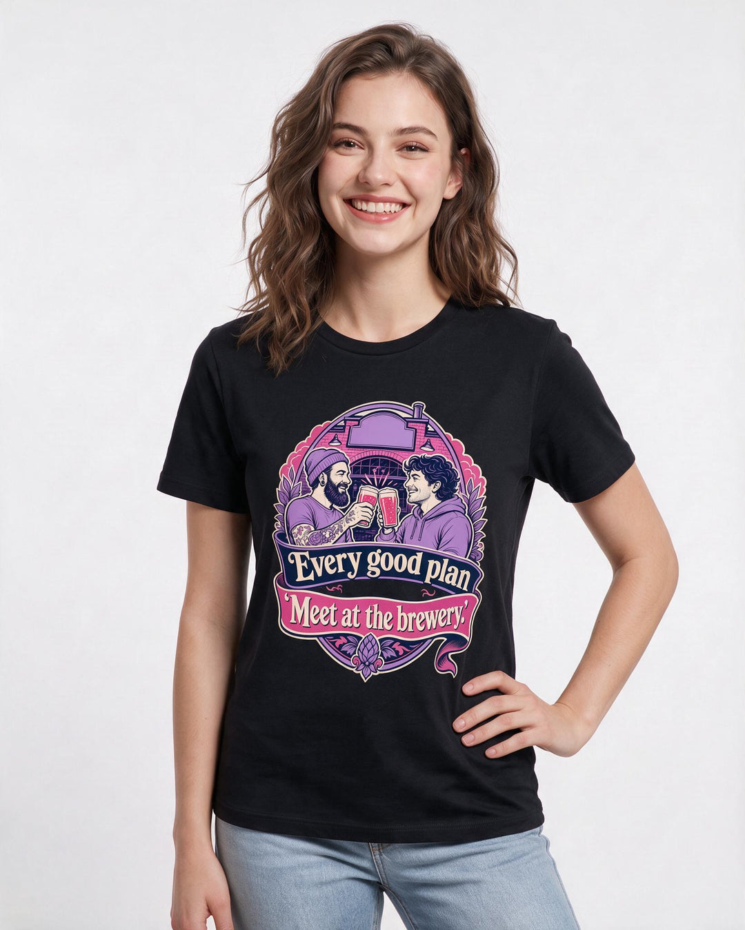 Beer Black T-Shirt for Women – Everyday Expression Graphic Tee product image 1