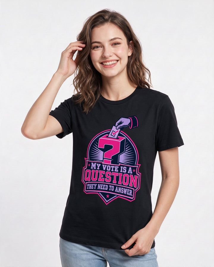 Political Statement Black T-Shirt for Women – Everyday Expression Graphic Tee product image 1