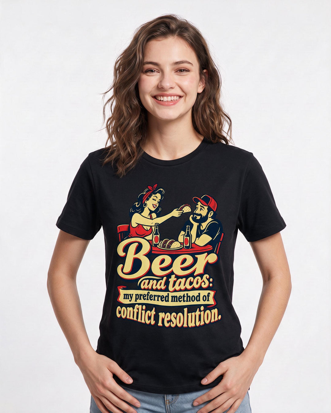Beer Black T-Shirt for Women – Everyday Expression Graphic Tee product image 1