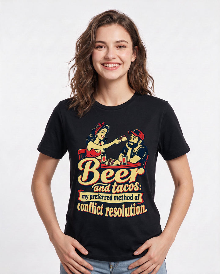 Beer Black T-Shirt for Women – Everyday Expression Graphic Tee product image 1