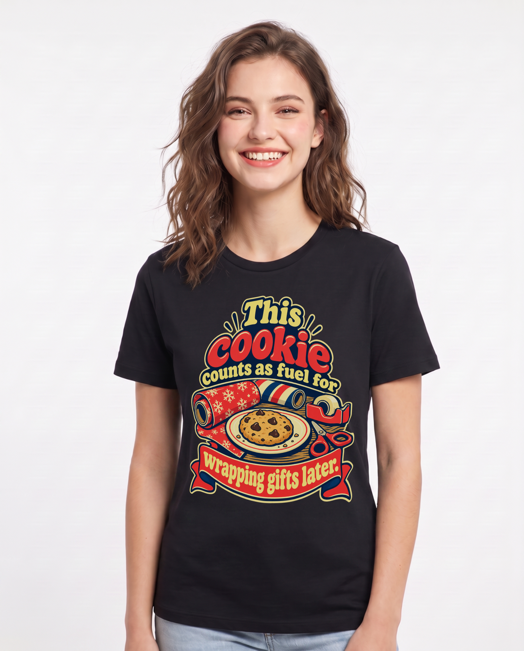 Christmas Black T-Shirt for Women – Holiday Theme Graphic Tee product image 3
