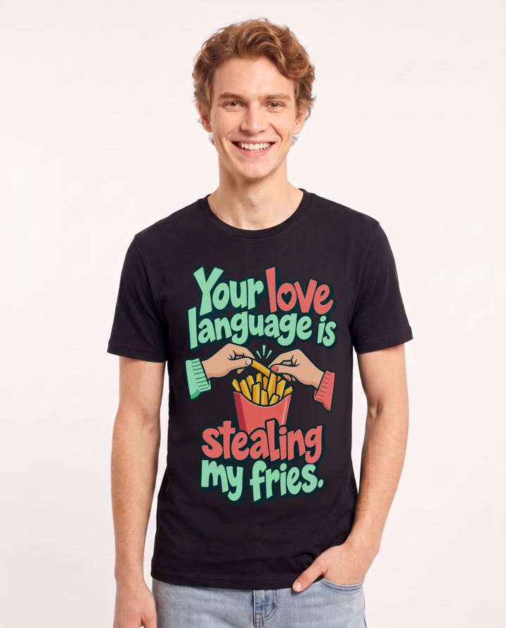 Couples Black T-Shirt for Men – Everyday Expression Graphic Tee product image 3