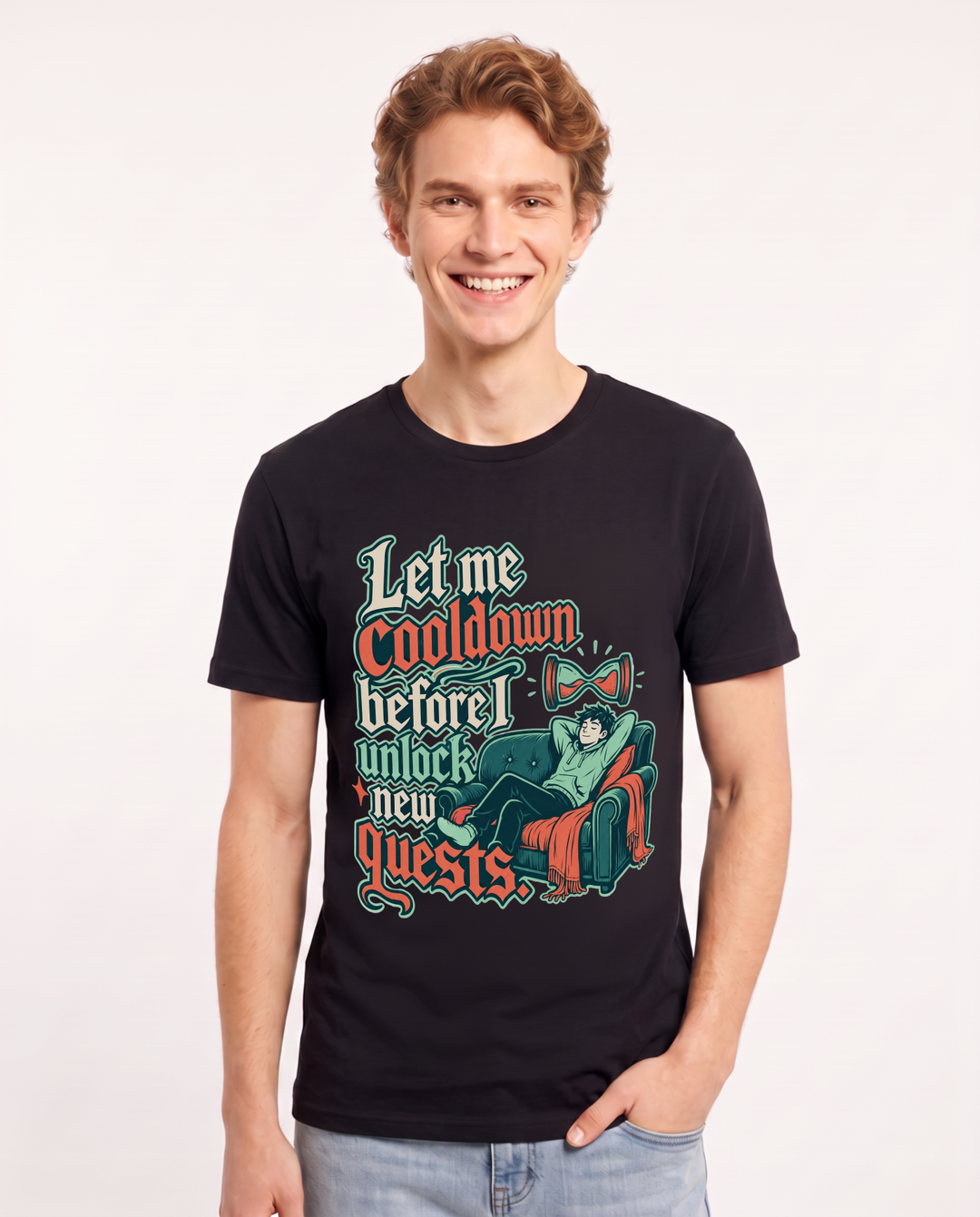 Gaming Men's Black T-Shirt – Let me cooldown before I unlock new quests. product image 1