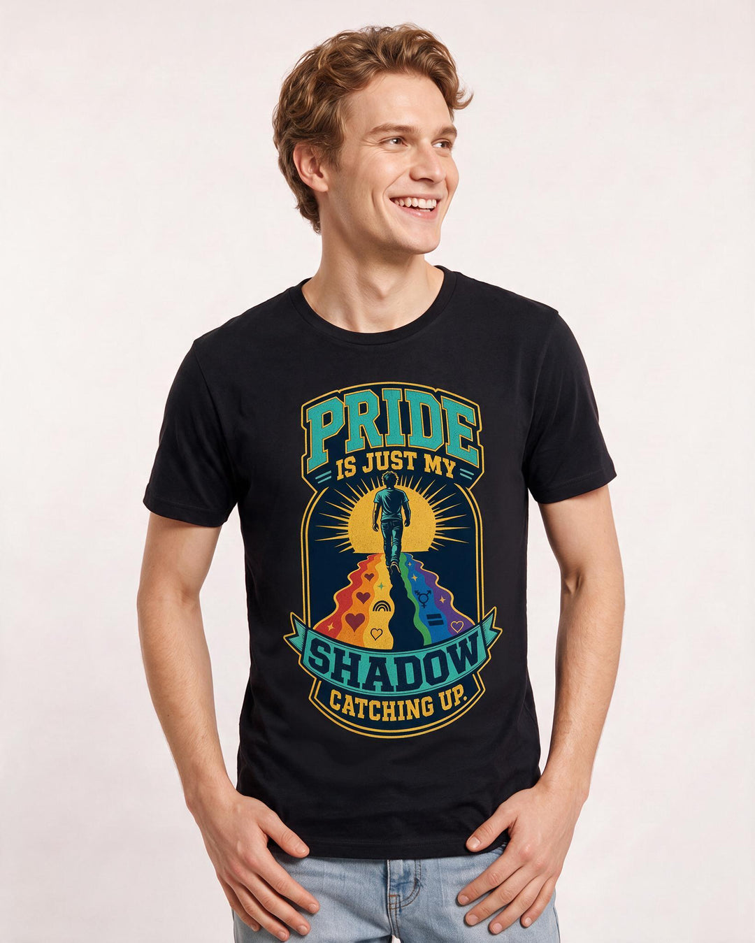 Pride Men's Black T-Shirt – Pride is just my shadow catching up. product image 3