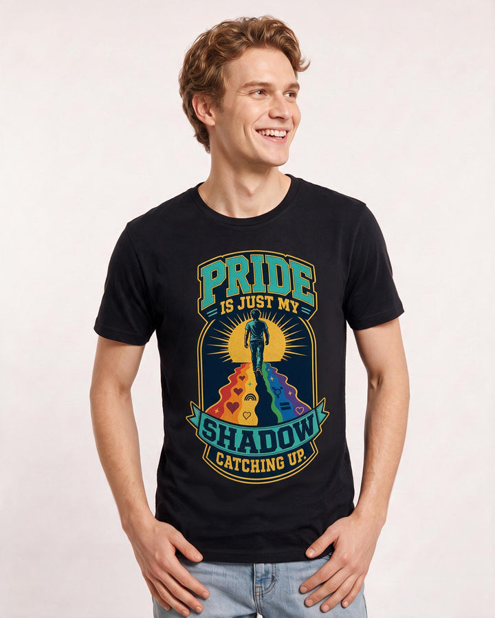 Pride Men's Black T-Shirt – Pride is just my shadow catching up. product image 3