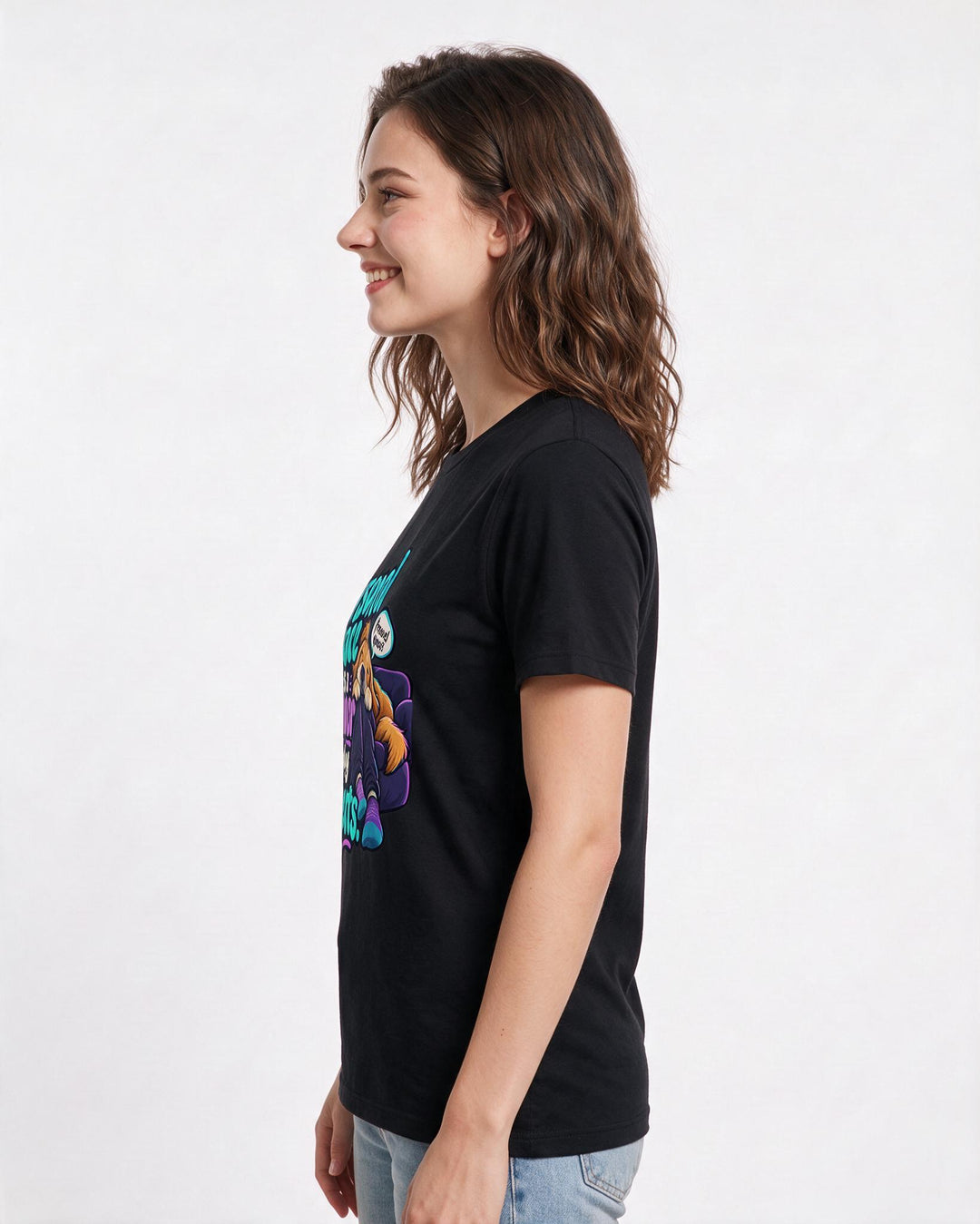 Cat Lover Black T-Shirt for Women – Everyday Expression Graphic Tee product image 2