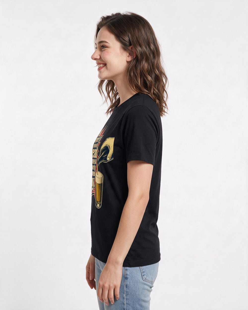 Beer Black T-Shirt for Women – Everyday Expression Graphic Tee product image 2