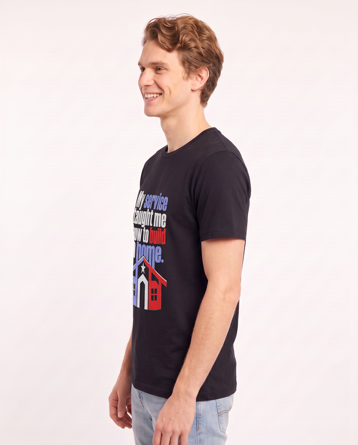 My service taught me how to build a home. Men's Black T-Shirt product image 3