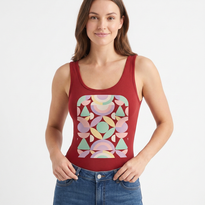 Round Neck Sleeveless Round-Neck Tank Bodysuit mockup 1