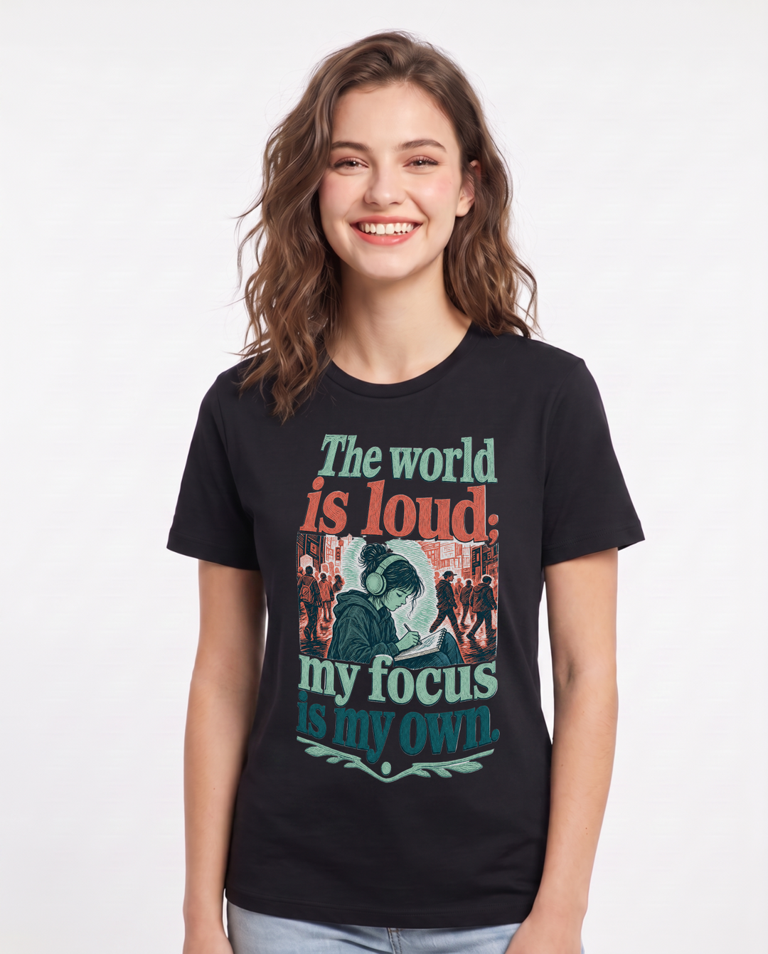 Neurodiversity Black T-Shirt for Women – Everyday Expression Graphic Tee product image 1