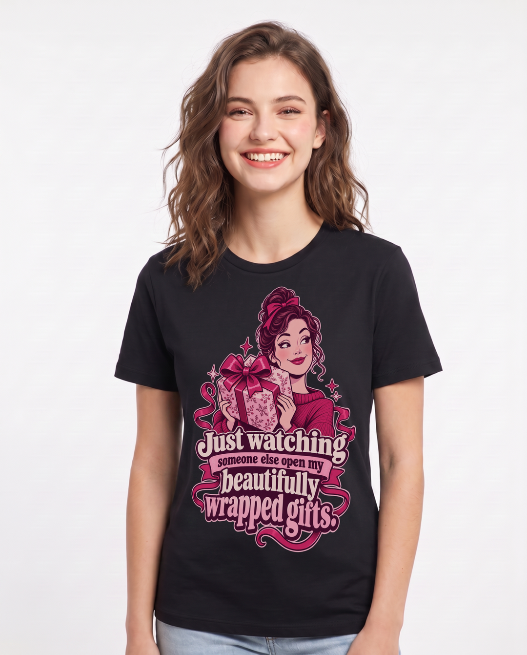 Christmas Black T-Shirt for Women – Holiday Theme Graphic Tee product image 3