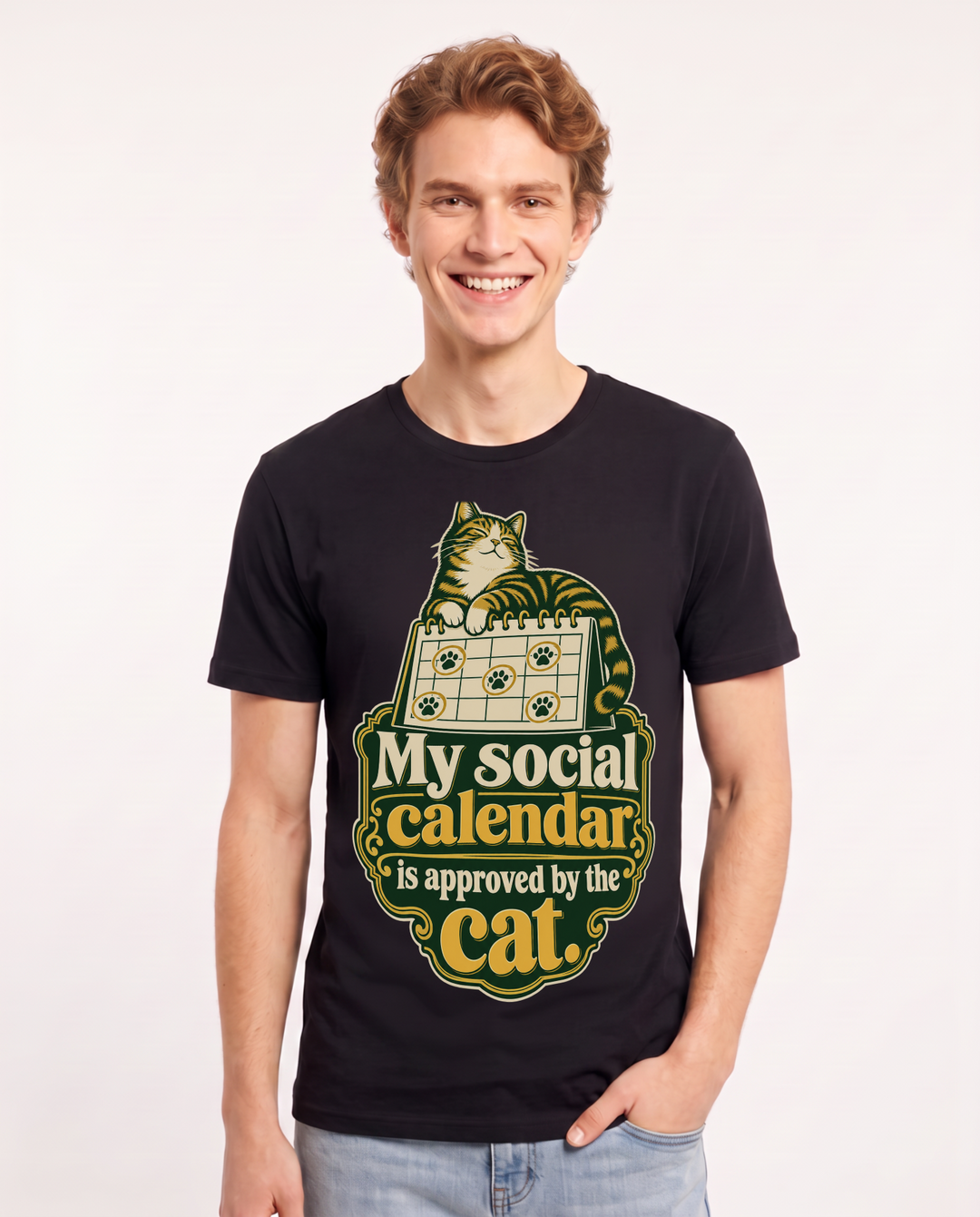 Cat Lover Black T-Shirt for Men – Everyday Expression Graphic Tee product image 3
