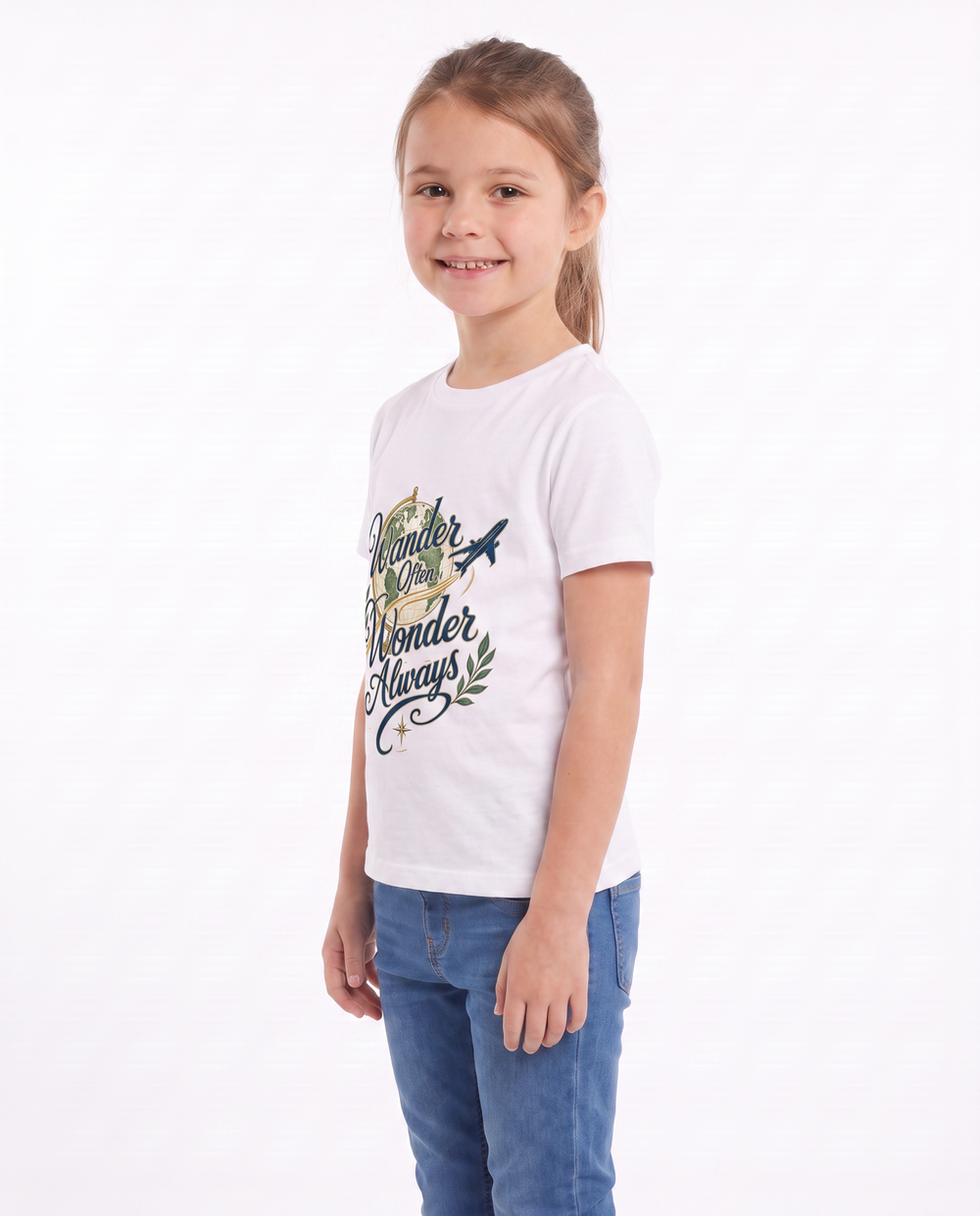 Wander Often, Wonder Always White T-Shirt mockup 2