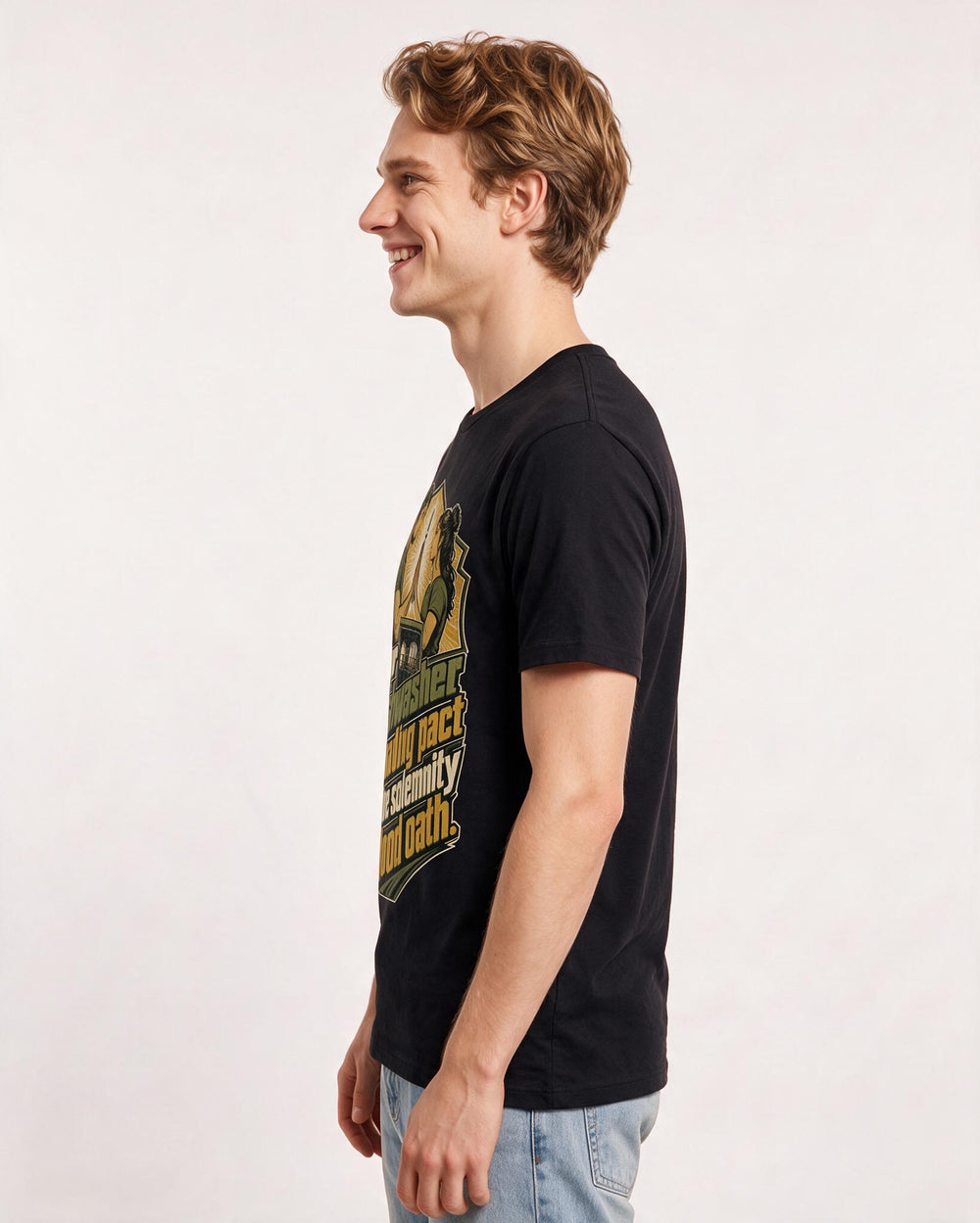 Funny Couples Men's Black T-Shirt – Our dishwasher unloading pact has the solemnity of a blood oath. product image 2
