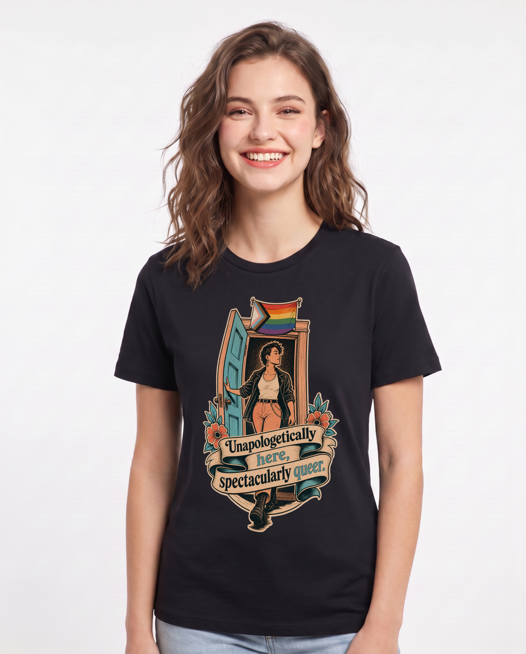 Pride Women's Black T-Shirt – Unapologetically here, spectacularly product image 1