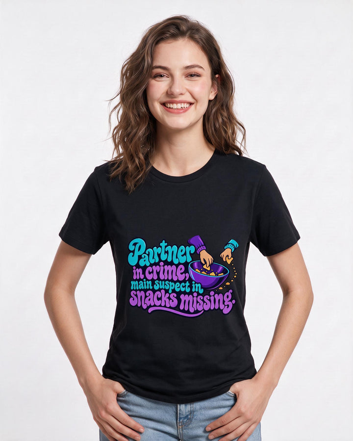 Couples Black T-Shirt for Women – Everyday Expression Graphic Tee product image 1