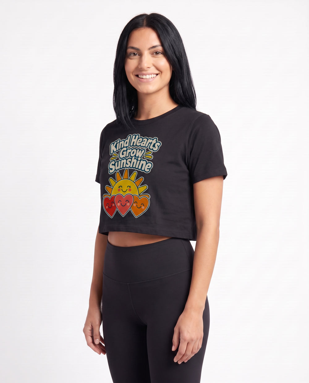 Kind Hearts Grow Sunshine Crop Top mockup 2