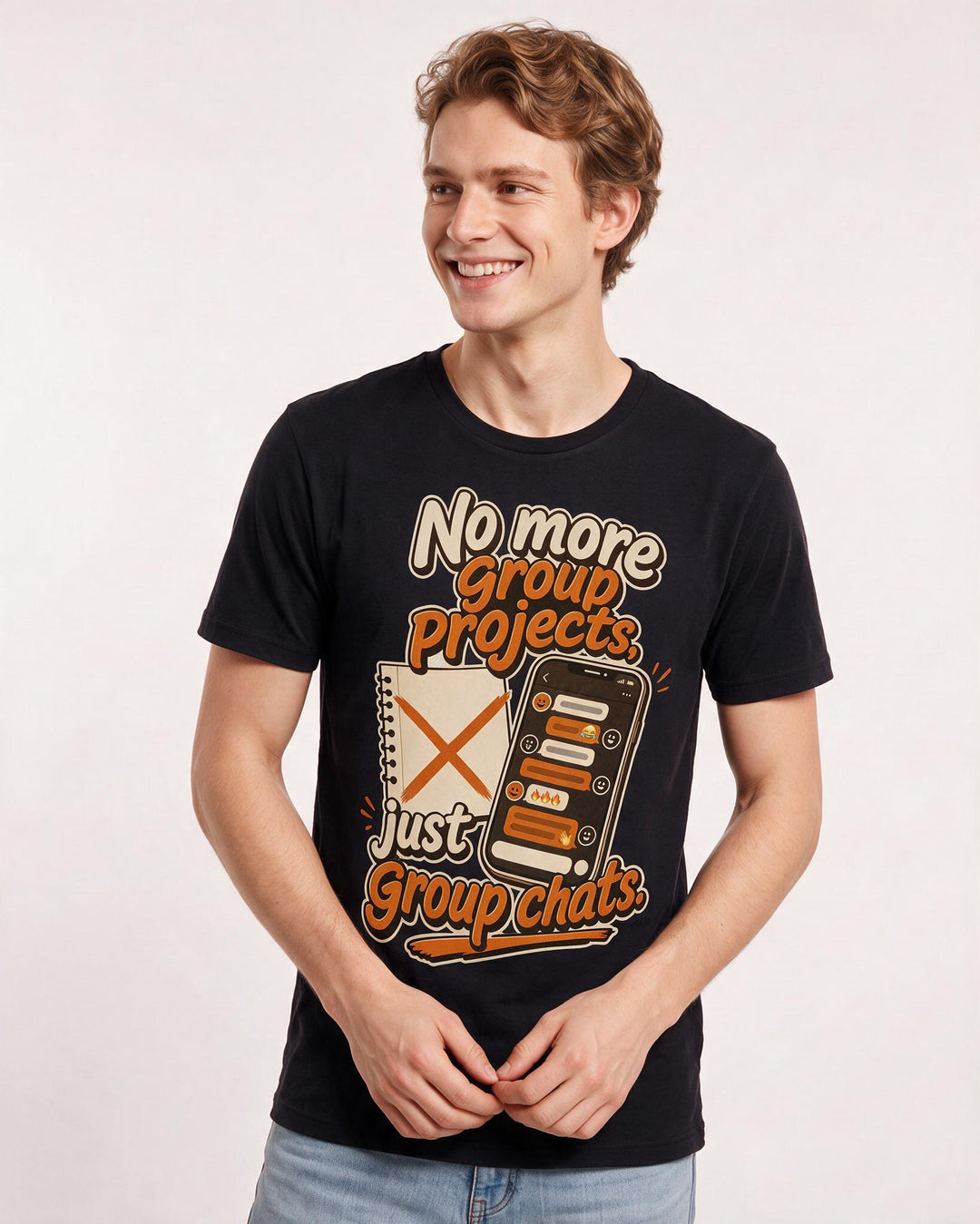 Graduation Men's Black T-Shirt – No more group projects, just group product image 3