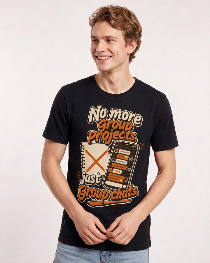 Graduation Men's Black T-Shirt – No more group projects, just group product image 3