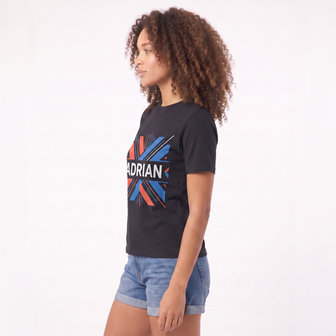 Bold Uppercase Name With Abstract Geometry Black T-Shirt product photo 1