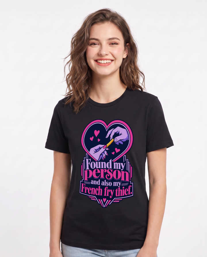 Couples Black T-Shirt for Women – Everyday Expression Graphic Tee product image 3