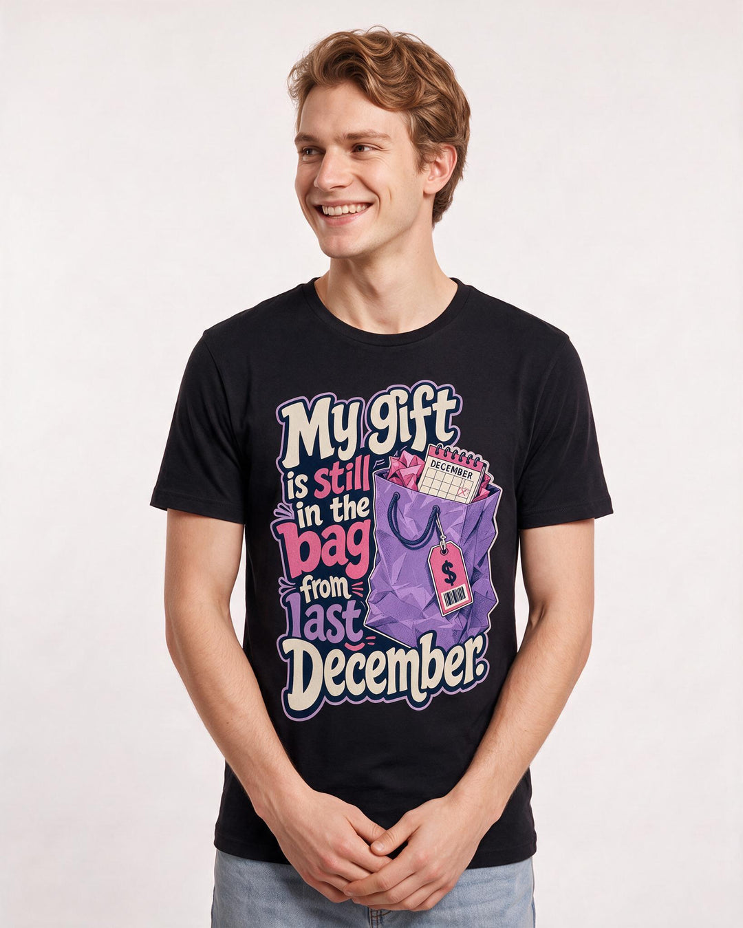 Christmas Black T-Shirt for Men – Holiday Theme Graphic Tee product image 3