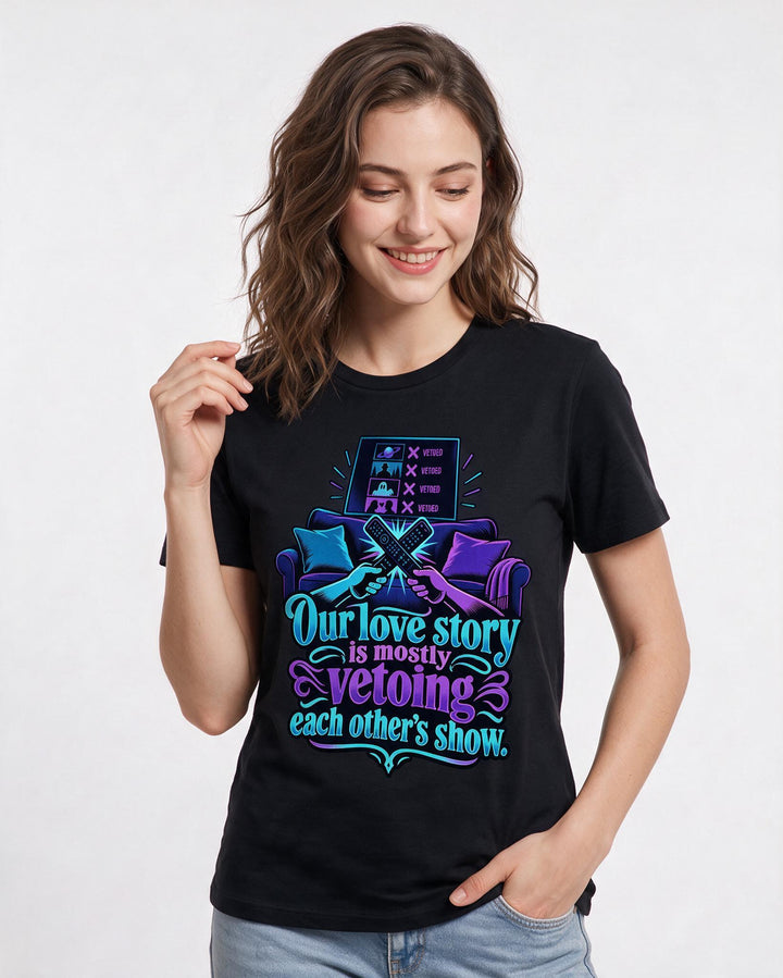 Couples Black T-Shirt for Women – Everyday Expression Graphic Tee product image 1