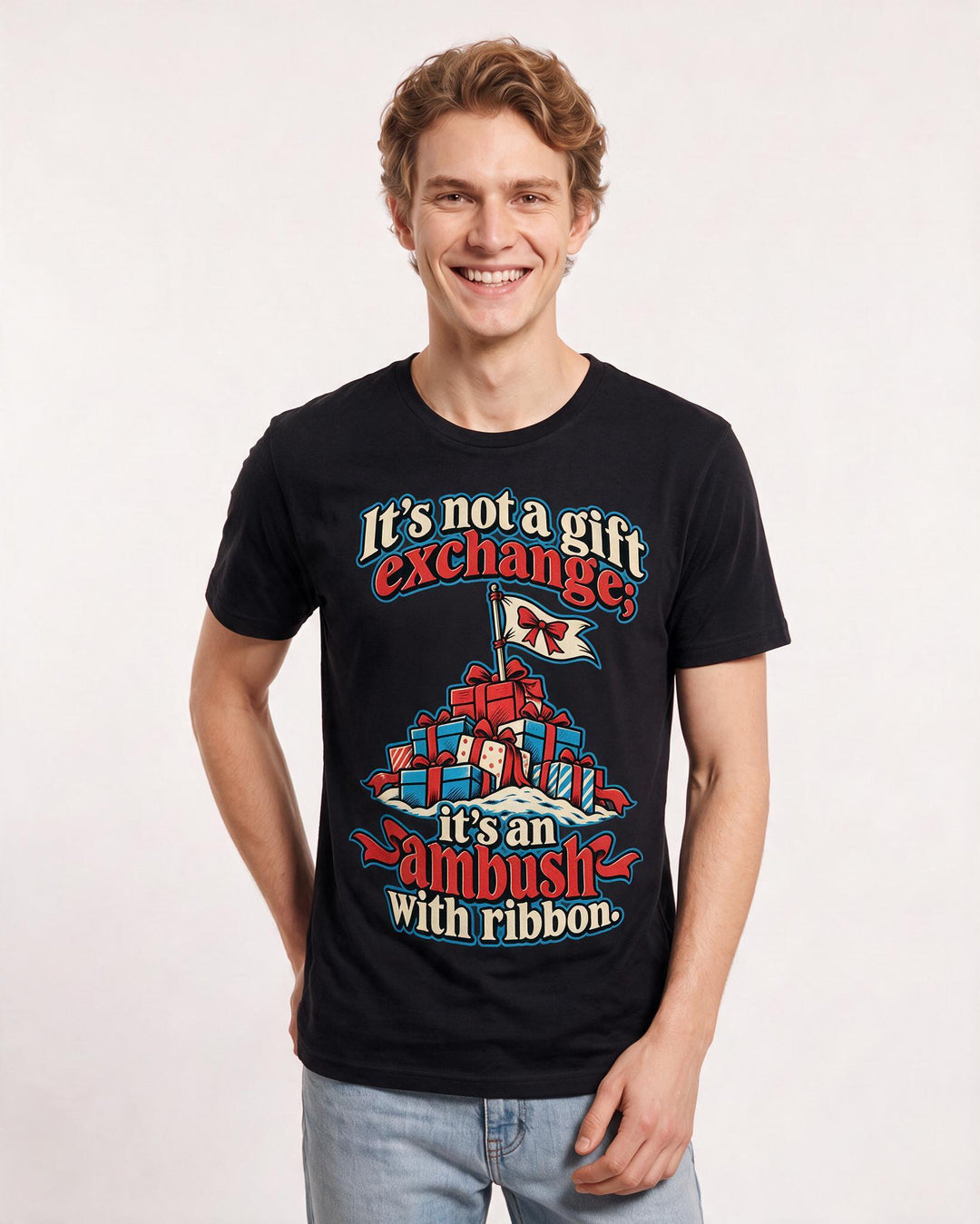 Christmas Black T-Shirt for Men – Holiday Theme Graphic Tee product image 1