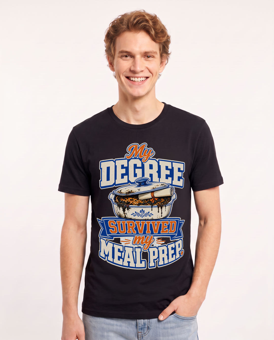 Funny Graduation Men's Black T-Shirt – My degree survived my meal prep. product image 1