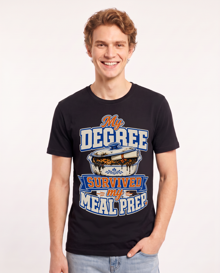 Funny Graduation Men's Black T-Shirt – My degree survived my meal prep. product image 1