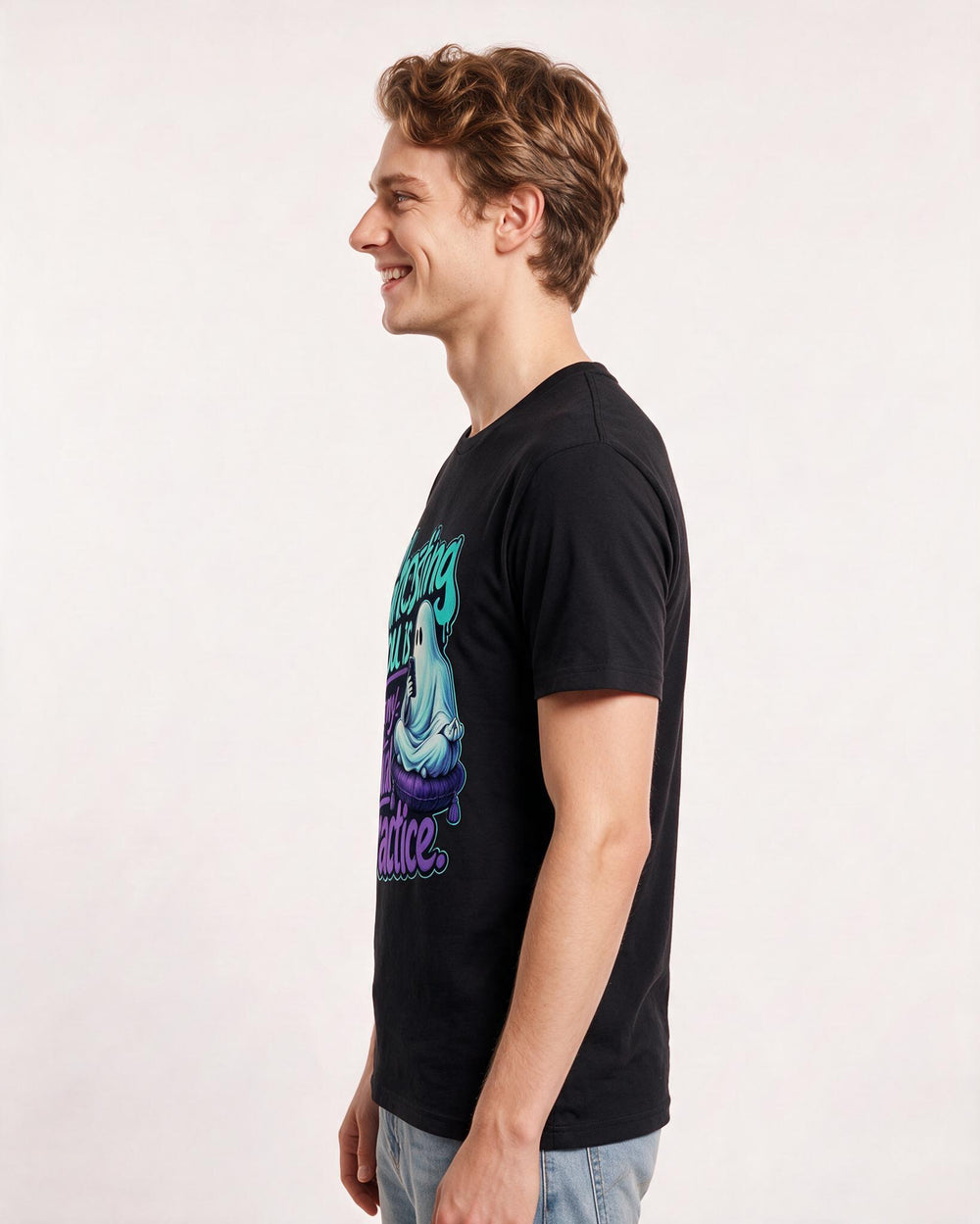 Funny Halloween Men's Black T-Shirt – Ghosting you is just my spiritual practice. product image 2
