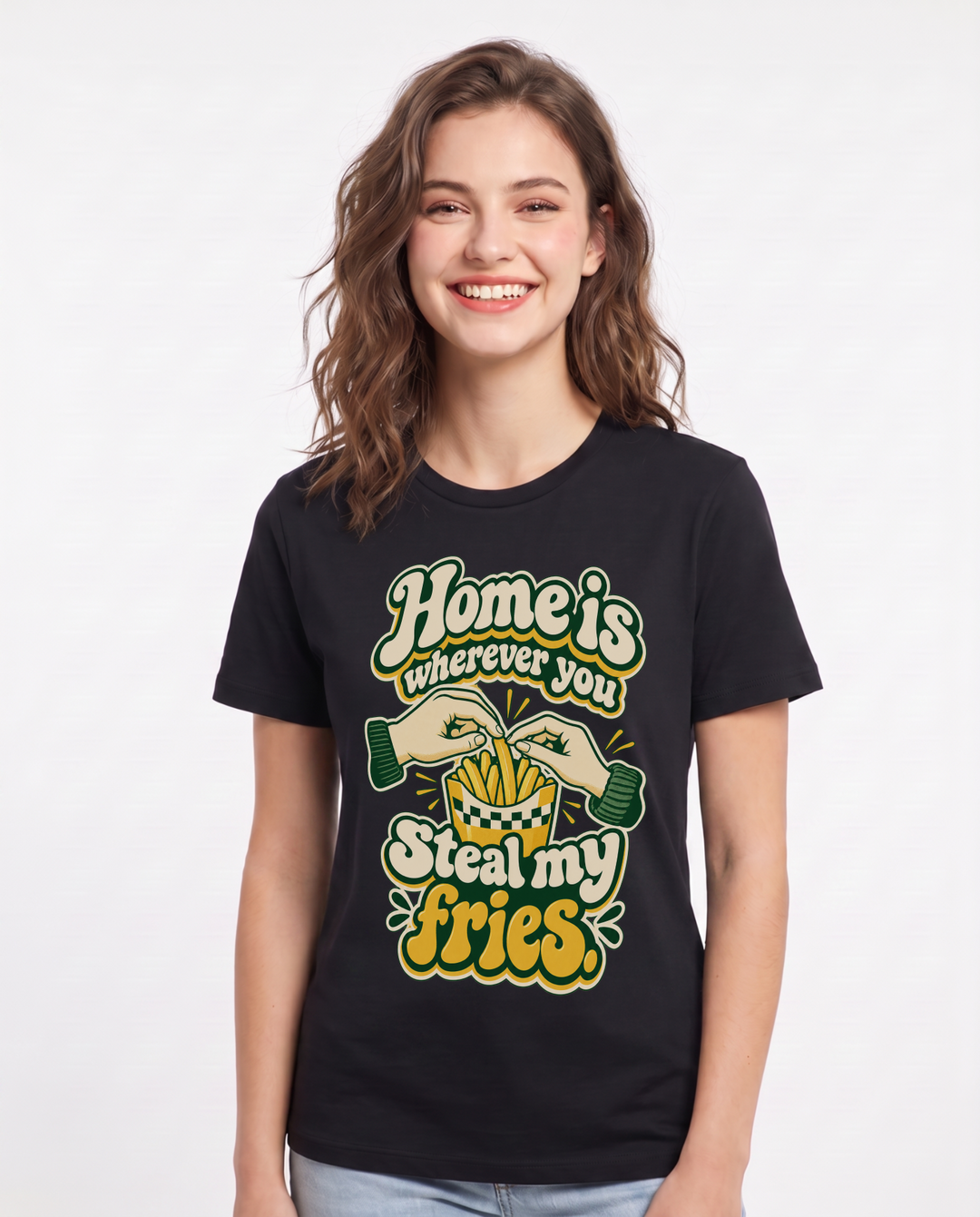 Couples Black T-Shirt for Women – Everyday Expression Graphic Tee product image 3