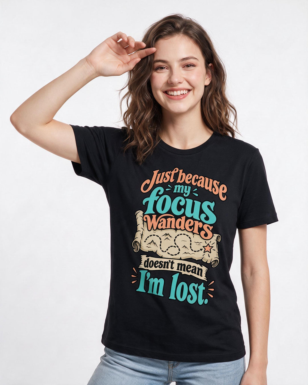 Neurodiversity Black T-Shirt for Women – Everyday Expression Graphic Tee product image 1
