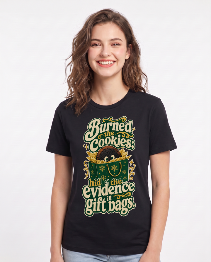 Christmas Black T-Shirt for Women – Holiday Theme Graphic Tee product image 3