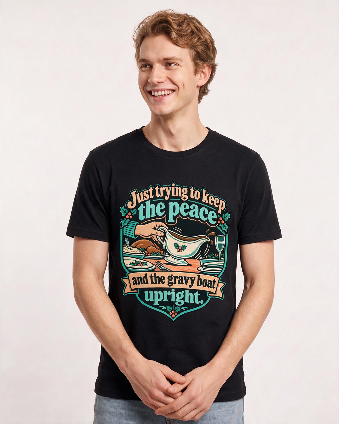 Christmas Black T-Shirt for Men – Holiday Theme Graphic Tee product image 1