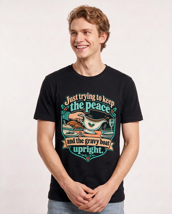 Christmas Black T-Shirt for Men – Holiday Theme Graphic Tee product image 1