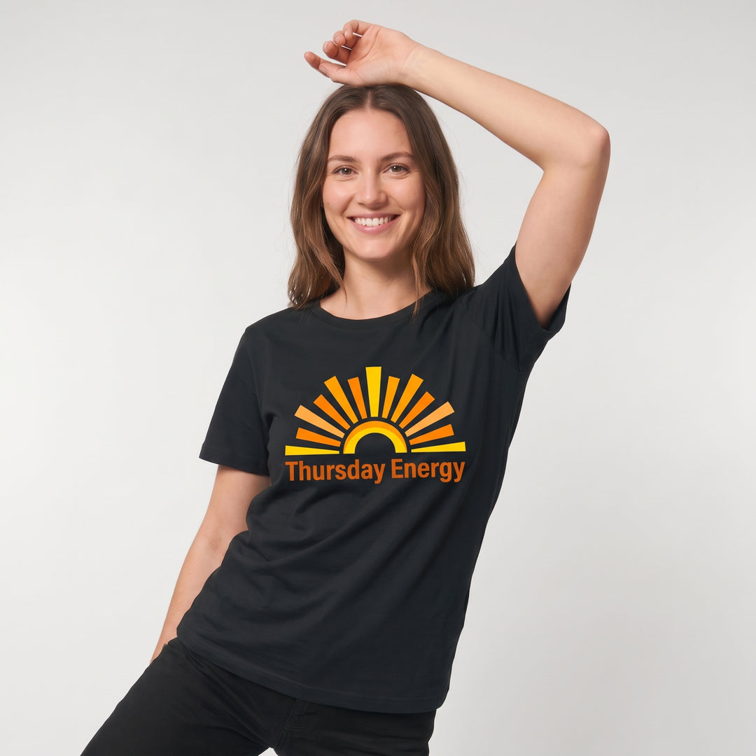 Abstract Sunrise With Dynamic Typography Black T-Shirt product photo 3