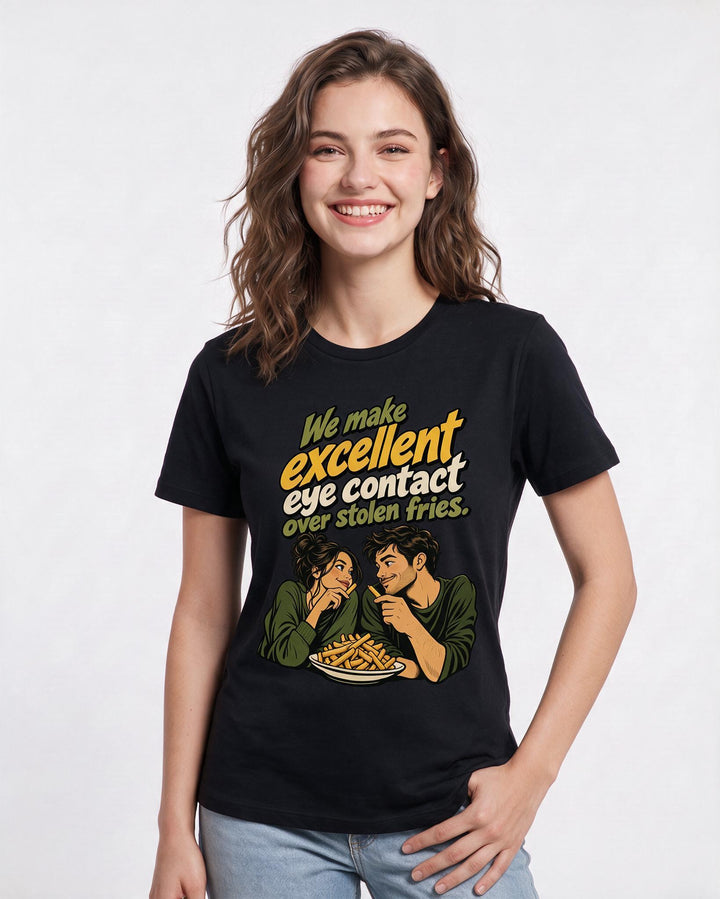 Couples Black T-Shirt for Women – Everyday Expression Graphic Tee product image 1