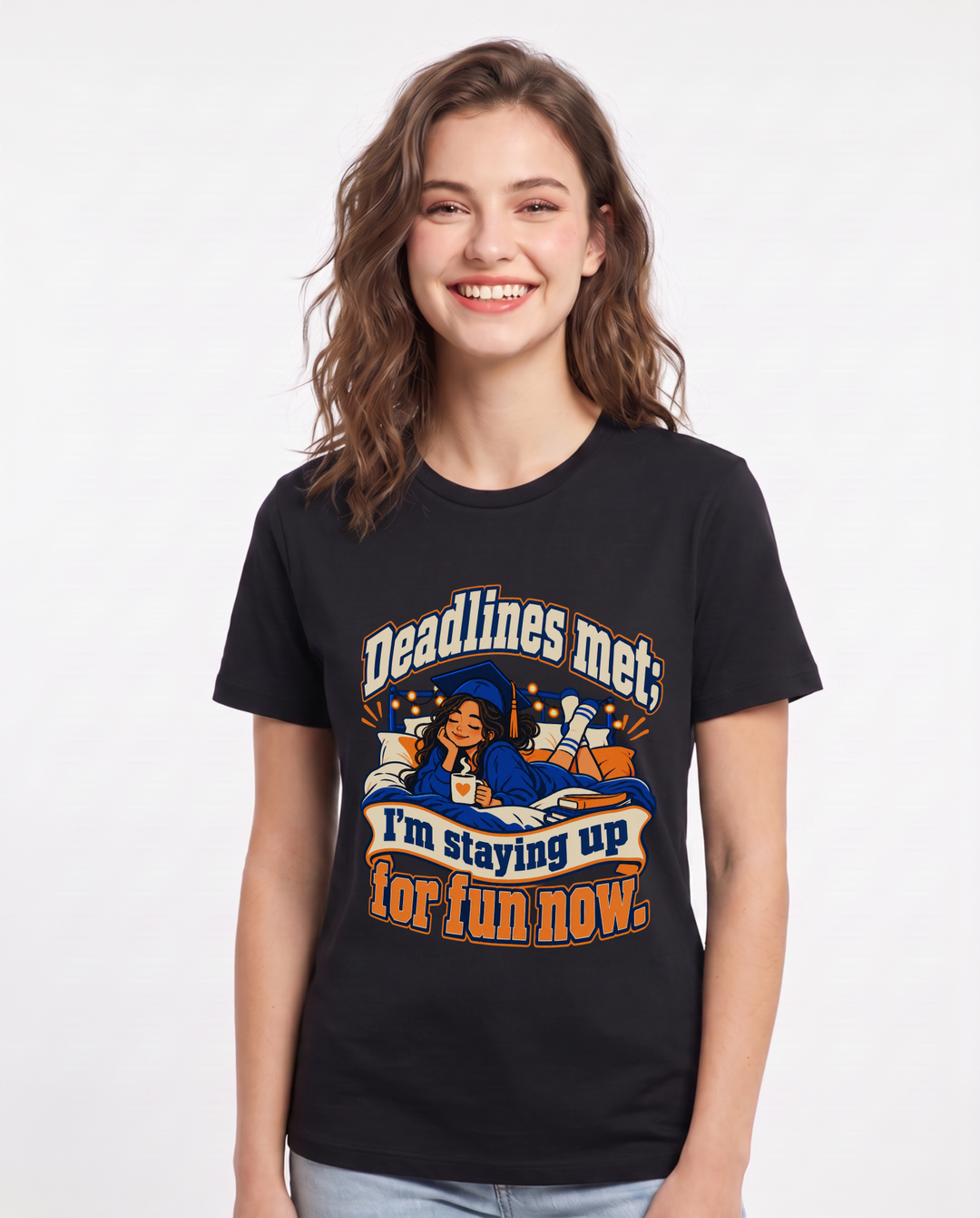 Graduation Black T-Shirt for Women – Everyday Expression Graphic Tee product image 3